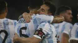 RIO DE JANEIRO, BRAZIL - JUNE 14: Lionel Messi (R) of Argentina celebrates with teammate Leandro Paredes after scoring the first goal of his team during a Group A match between Argentina and Chile at Estadio Olímpico Nilton Santos as part of Copa America Brazil 2021 on June 14, 2021 in Rio de Janeiro, Brazil. (Photo by Wagner Meier/Getty Images)