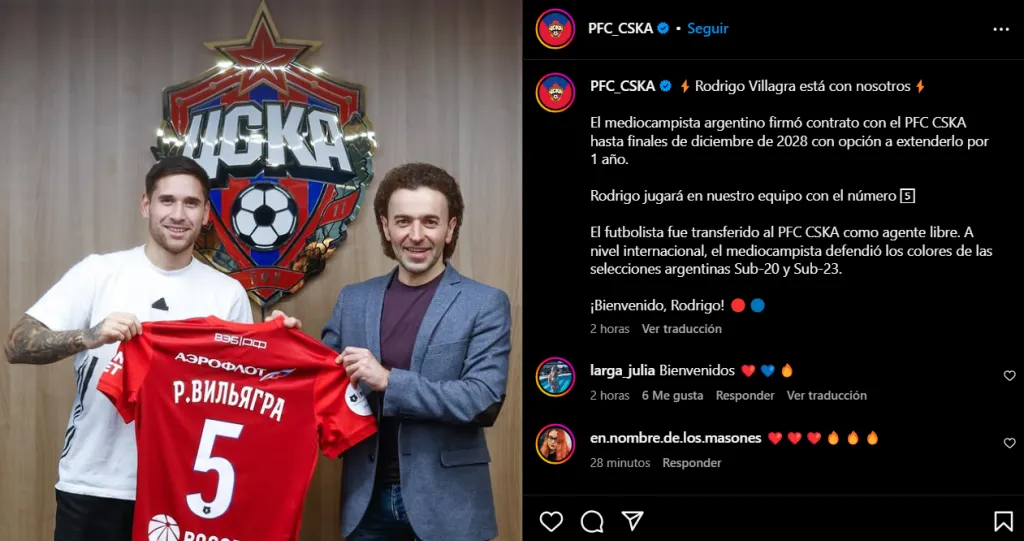 La presentación de Villagra en Rusia.