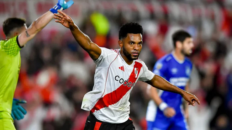Miguel Borja le anotó a Atlético Tucumán en el último enfrentamiento en el Estadio Monumental.
