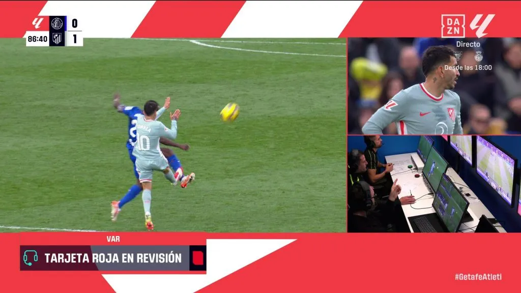 La jugada por la que Ángel Correa fue expulsad vs. Getafe.