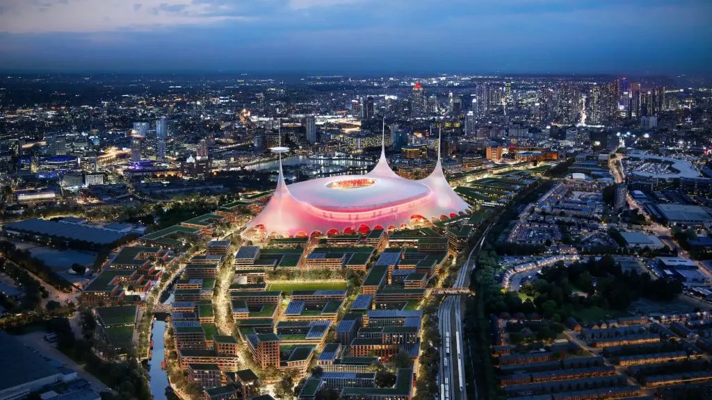 Arte conceptual del nuevo estadio del Manchester United.