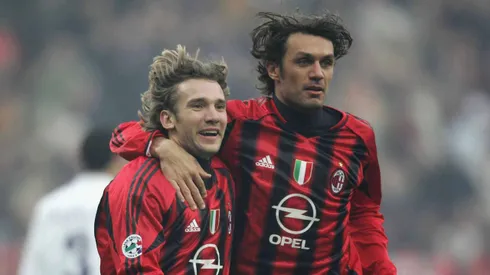 Andrei Schevchenko y Paolo Maldini en AC Milan.