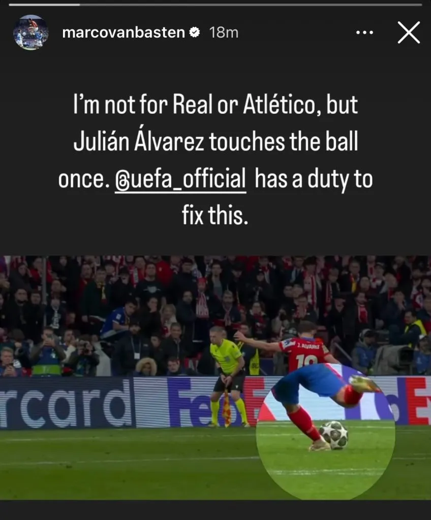 El posteo de Marco Van Basten.