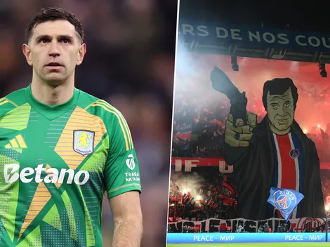 Hinchas del PSG esperan al Dibu Martínez