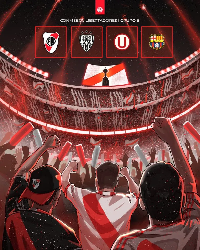 El grupo de River en la Libertadores 2025. (Foto: @RiverPlate).