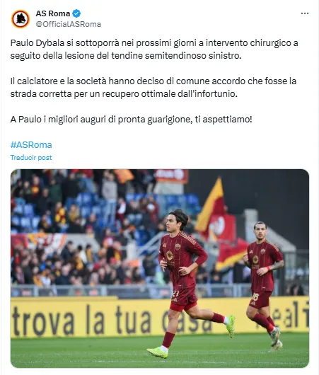 El comunicado de la Roma sobre Dybala.