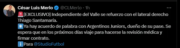 Posteo de César Luis Merlo.