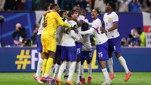 Los jugadores de Francia, a puro festejo.