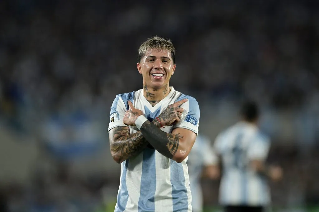Enzo Fernández se lo dedicó a Lautaro Martínez. (Foto: Getty)