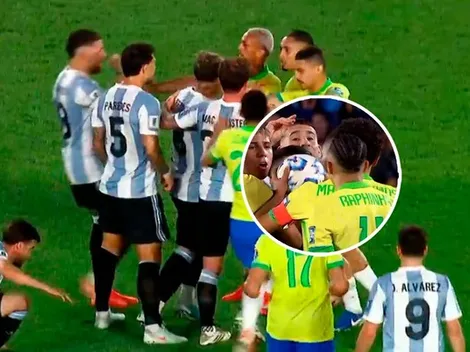 El gesto de Otamendi a Raphina que calentó el partido entre Argentina y Brasil