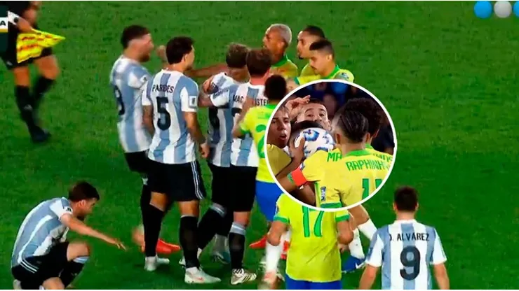 El gesto de Otamendi a Raphina que calentó el partido entre Argentina y Brasil