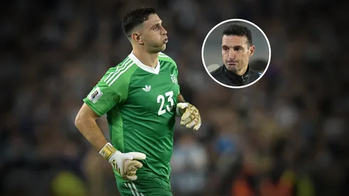 Dibu Martínez y Lionel Scaloni