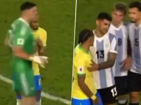 El cruce que mostraron en Brasil y que no se vio en la TV Argentina entre Raphinha y Dibu Martínez