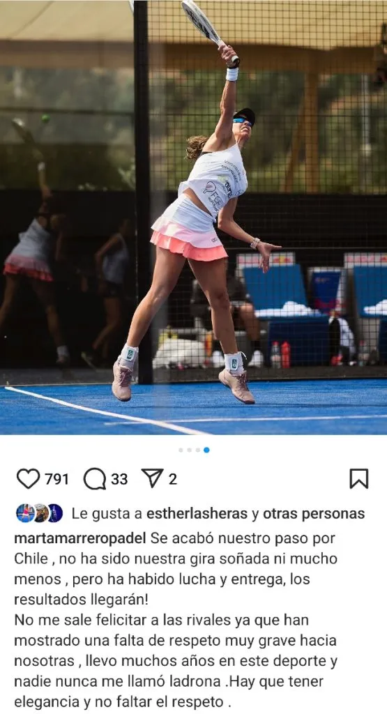 El posteo de Marta Marrero.