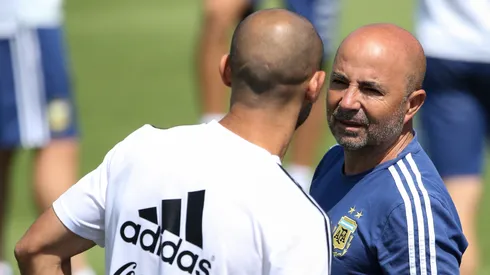 Jorge Sampaoli junto a Javier Mascherano en 2018.