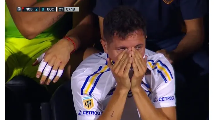 Ánder Herrera se lesionó y se fue de la cancha llorando a los cinco minutos de ingresar en Boca vs. Newell's
