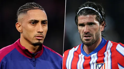 Rodrigo De Paul y Raphinha intercambiaron camisetas luego del 1 a 0 del Barcelona al Atlético de Madrid en el Estadio Metropolitano.
