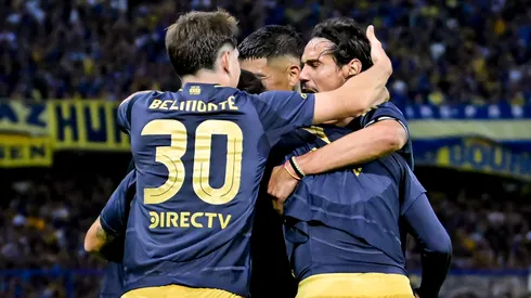 El festejo de gol de Boca ante Barracas Central.