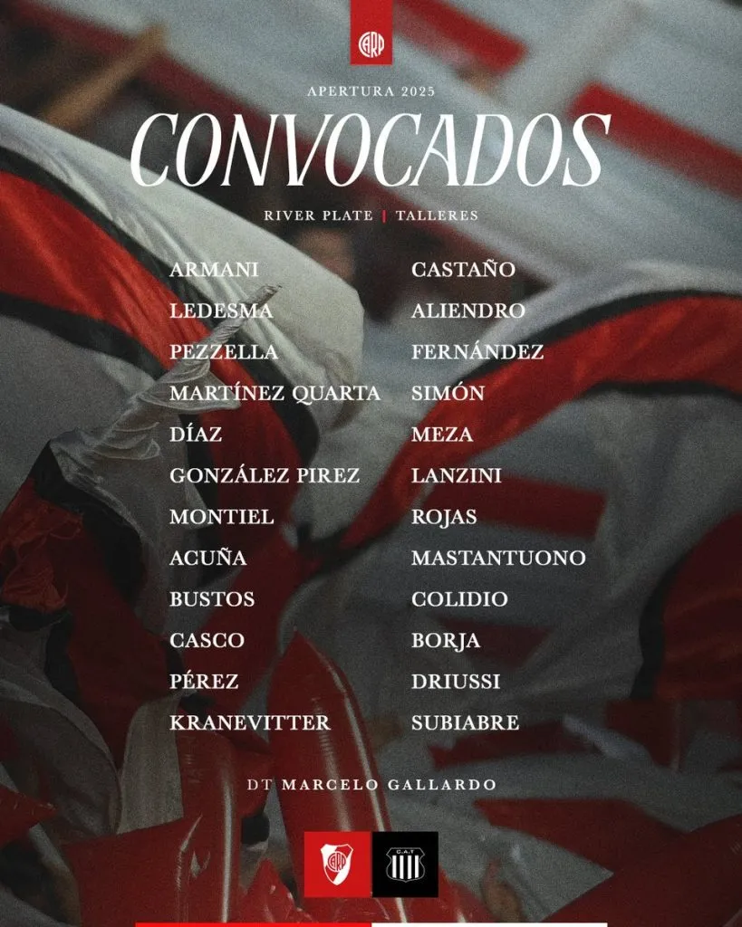 Los convocados de River. (Foto: Prensa River)