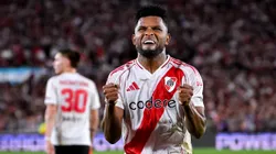 El festejo de gol de Miguel Borja.