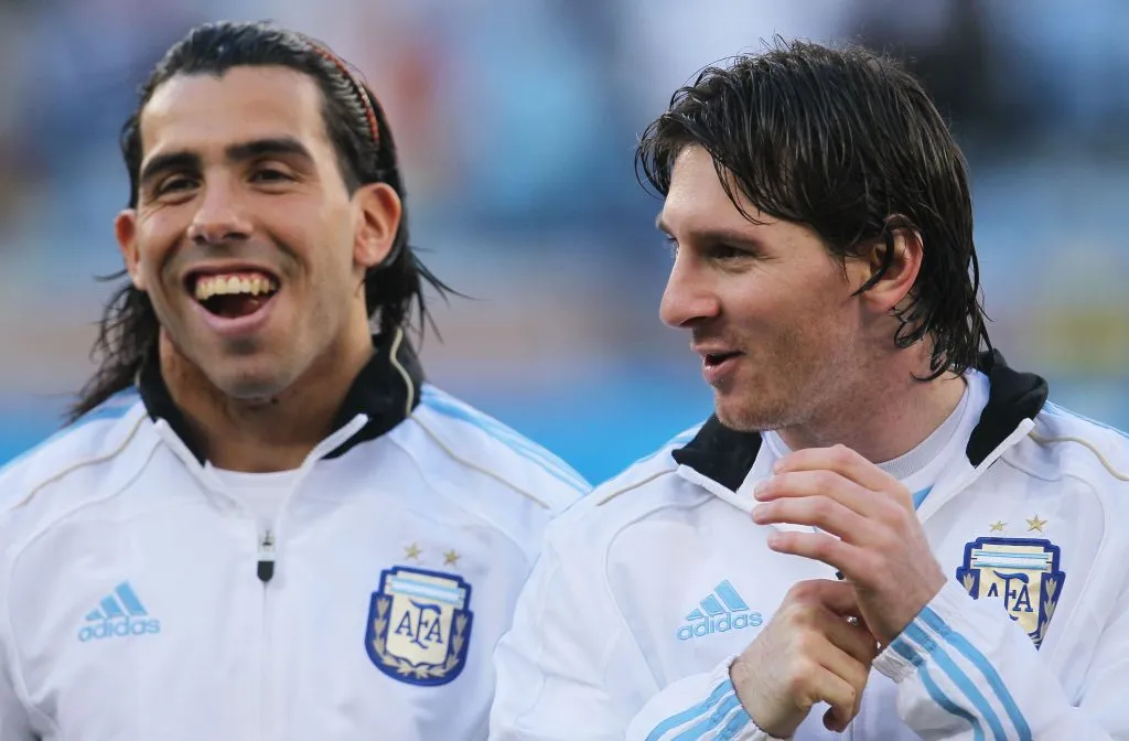Tevez y Messi en la Selección Argentina durante el Mundial de Sudáfrica 2010. (Chris McGrath/Getty Images)