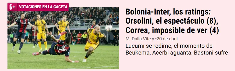 La Gazzetta dello Sport, durísima con Correa.