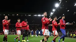 Los jugadores del Manchester United celebran la victoria ante Lyon.
