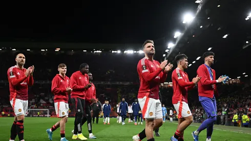 Los jugadores del Manchester United celebran la victoria ante Lyon.