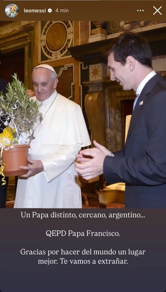 El posteo de Messi para despedir al Papa Francisco.