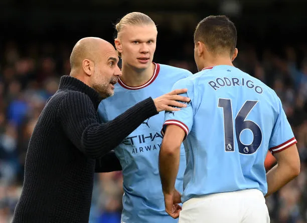 Erling Haaland y Rodri, referentes de Manchester City. (Michael Regan/Getty Images)