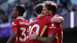 Mac Allister celebra un gol de Liverpool.