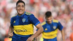 Merentiel festeja su gol ante River.