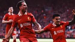 Alexis Mac Allister celebra su gol junto a Luis Díaz.