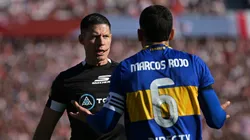 Marcos Rojo durante el Superclásico ante River.