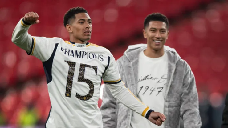 Jude y Jobe Bellingham en los festejos de la última Champions que ganó el Real Madrid. (Getty)