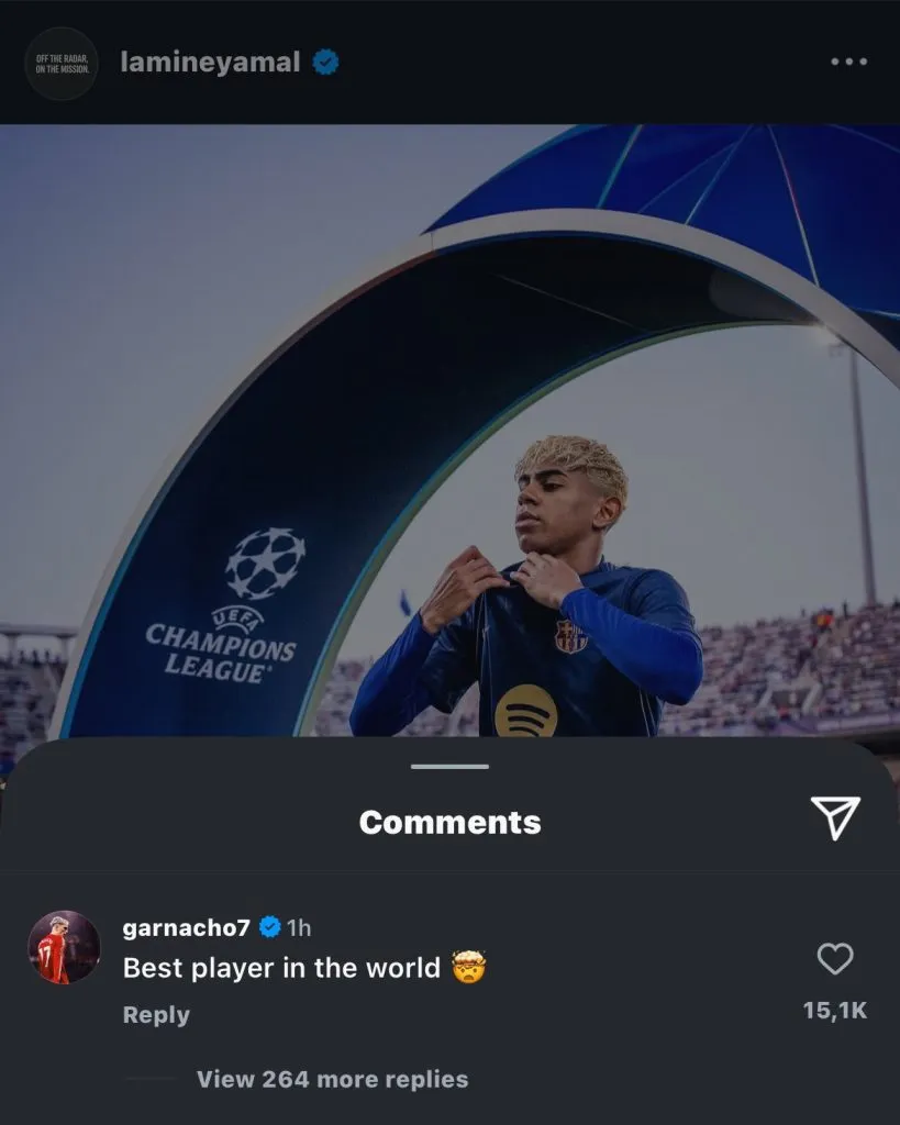 El comentario de Garnacho a Lamine Yamal.