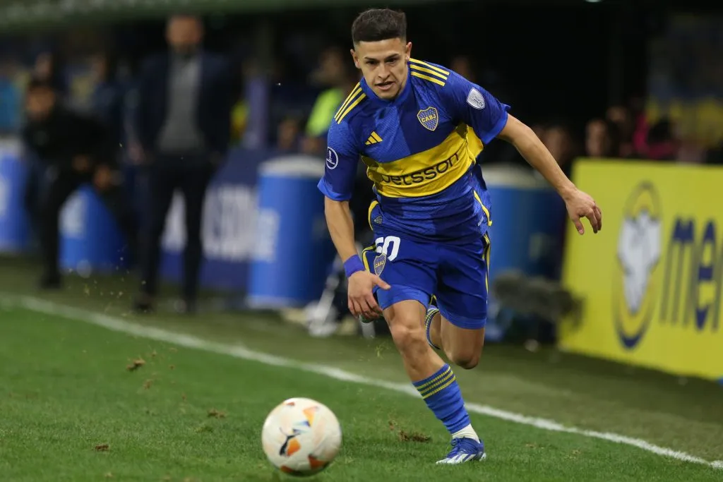 Julián Ceballos en el encuentro entre Boca e Independiente del Valle por la Copa Sudamericana 2024 en La Bombonera. (Getty Images)