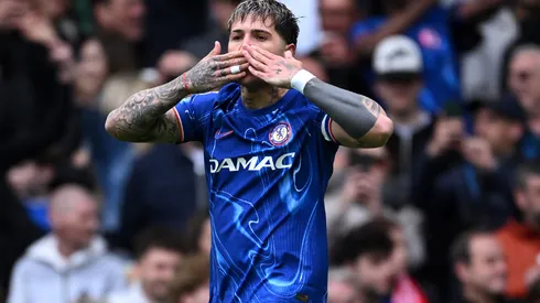 Enzo Fernández celebra su gol ante Liverpool.