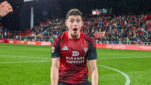 Joaquín Panichelli, durante su estadía en Mirandés. (Foto: @CDMirandés)