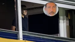 Riquelme en su palco en la Bombonera.