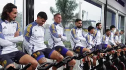 Los jugadores de Boca en pleno entrenamiento. (@BocaJrsOficial)