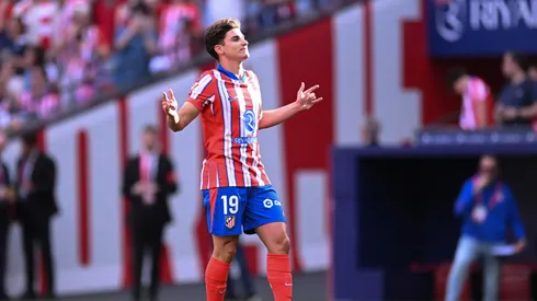 Julián Álvarez tras su gol en Atlético de Madrid. (Getty)