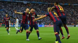Lionel Messi, Andrés Iniesta, Neymar e Ivan Rakitic en el Barcelona en 2015. (Getty)