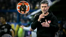 Julio Vaccari y una particular reacción en el gol de Angulo.