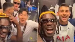 Cristian Romero musicalizó el vestuario del Tottenham durante los festejos por la obtención de la Europa League con "Muchachos".