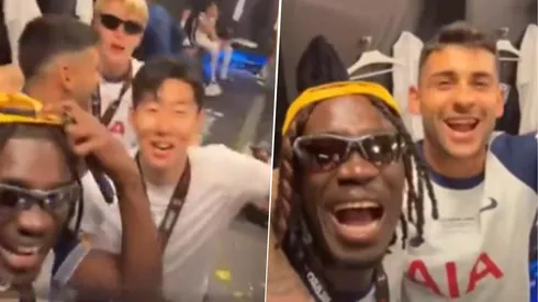 Cristian Romero musicalizó el vestuario del Tottenham durante los festejos por la obtención de la Europa League con "Muchachos".