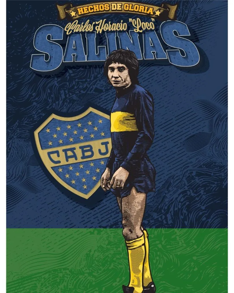 Salinas y uno de los homenajes que le hizo boca en su sitio web. Foto Boca.
