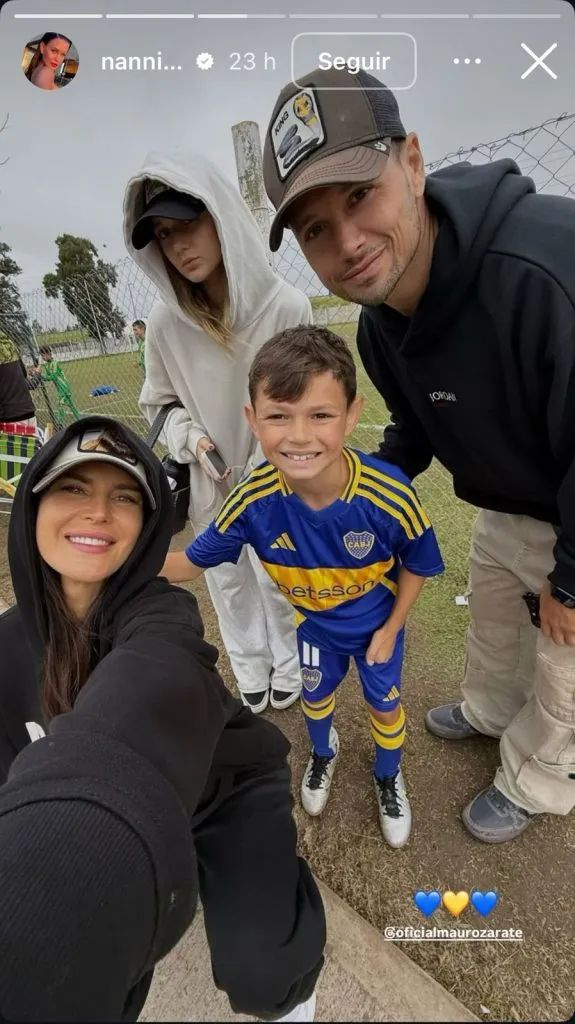 La familia Zárate presente en el debut de Rocco con la camiseta de Boca.