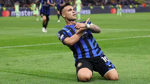 Lautaro festeja su gol en el partido de vuelta de las semifinales ante Barcelona.
