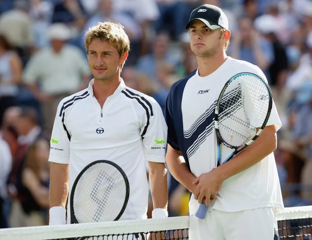 Ferrero y Roddick en la previa de la final del US Open 2003. (Foto: Getty).